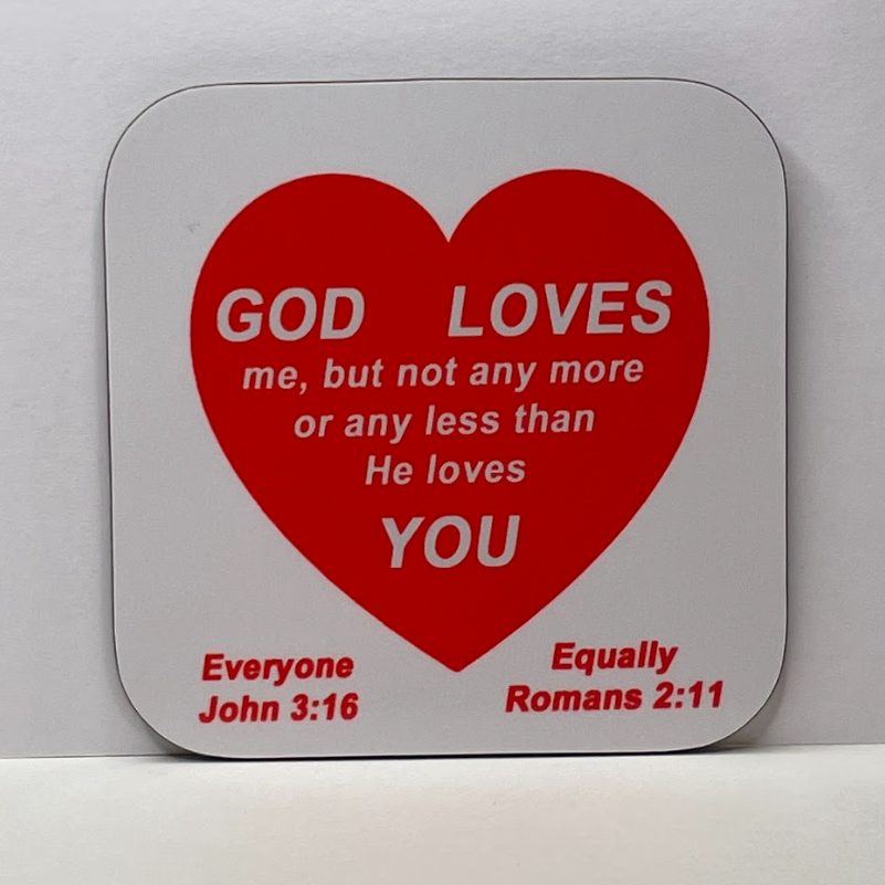 God Loves You Coaster Heart Design