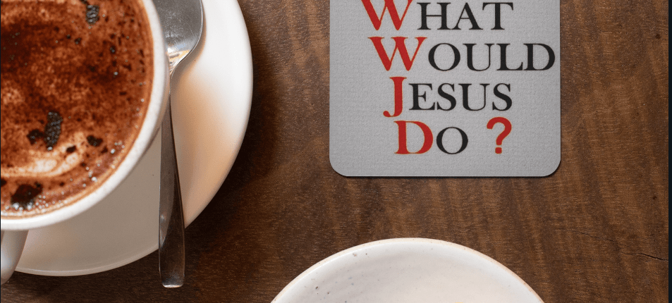 WWJD Coaster on table 