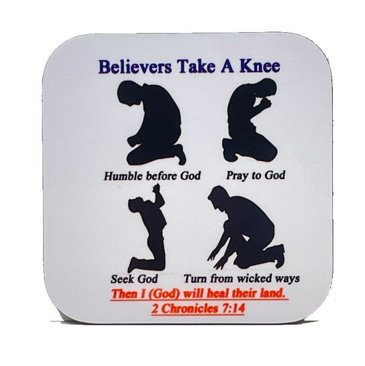 Believers Take a Knee, One Coaster, Hardboard, Tool to Share Faith! - Christian Coasters