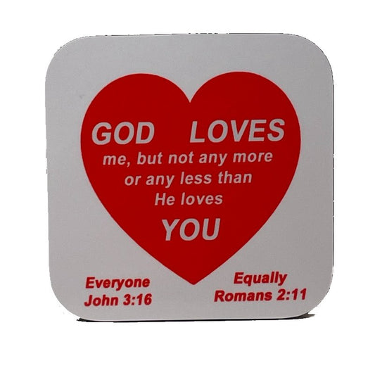God Loves You, One Coaster, Hardboard, Tool to Share Faith! - Christian Coasters