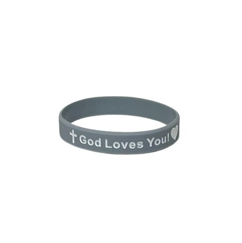 God Loves You Wristband | Gray - Christian Coasters
