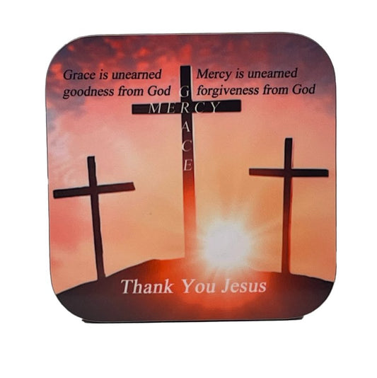 The Cross, One Coaster, Hardboard, Tool to Share Faith! - Christian Coasters