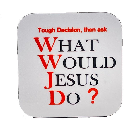 WWJD, One Coaster, Hardboard, Tool to Share Faith! - Christian Coasters
